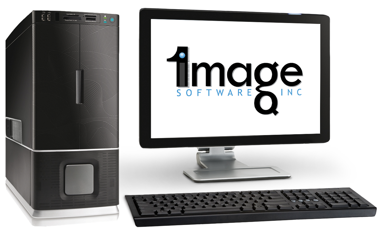 desktop computer with 1mage logo